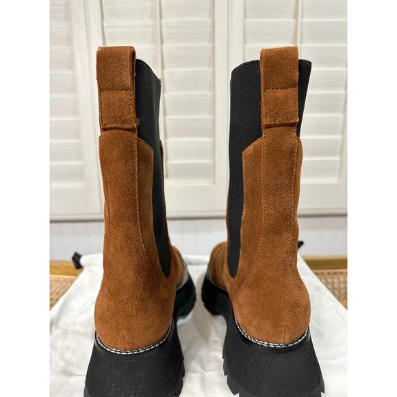 3.1 Phillip Lim Kate Lug Sole Mid Calf Combat Boot Saddle Brown Suede Sz. 10 NIB - Picture 11 of 15